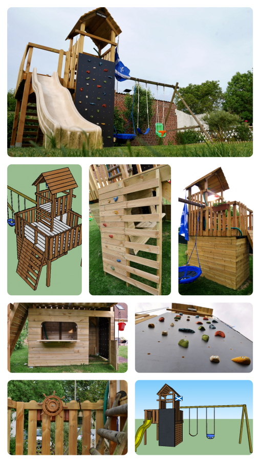 DIY children's playground. Photos, Video of the building process and Free 3D SketchUp model available!